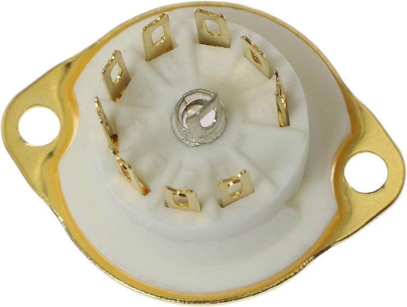 SQXBK Vacuum Tube Socket 2PCS Ceramic Gold Plated 9Pin Chassis Mount Vacuum Tube Socket For 12AX7 12AT7 12AU7 ECC83 EL84 6922 Etc Vacuum Tube - Image 4